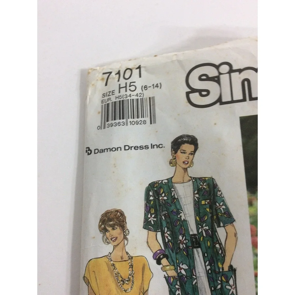 1990 Simplicity 7101 Vintage Sewing Pattern Womens Petite Dress Jacket Size 6-14